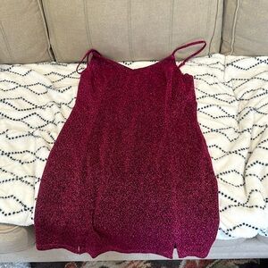 Vamped Up Magenta Sparkly Sleeveless Mini Dress